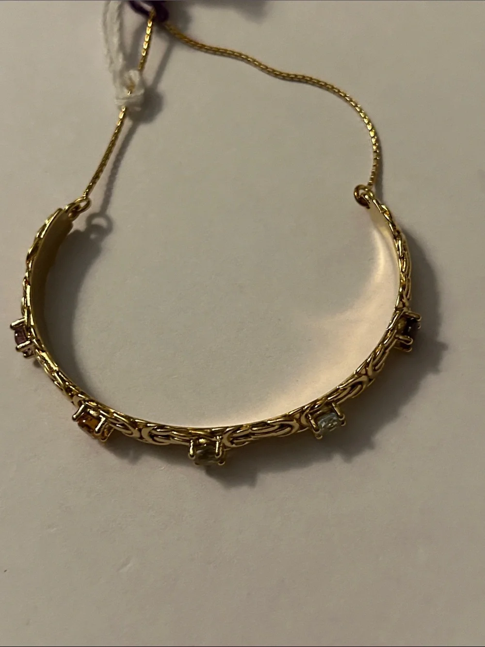 Donna Gemma adjustable multi gem Byzantine Bolo bracelet.